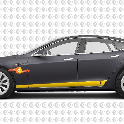 2 personalizado TESLA modelo S lateral Rocker Panel cuerpo vinilo pegatina calcomanía logotipo gráfico
