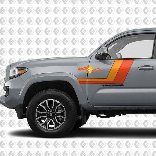 Calcomanía de Vinilo con Rayas Retro Dobles para Puerta Lateral para Toyota Tacoma 2016-2020