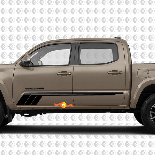 Calcomanía adhesiva de vinilo lateral con franjas triples de estilo retro para Toyota Tacoma 2016-2020