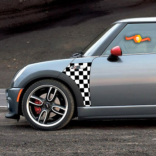 2002 2006 Mini Cooper Checkmate Un panel calcomanía a cuadros de la calcomanía gráfica de vinilo pegatinas
