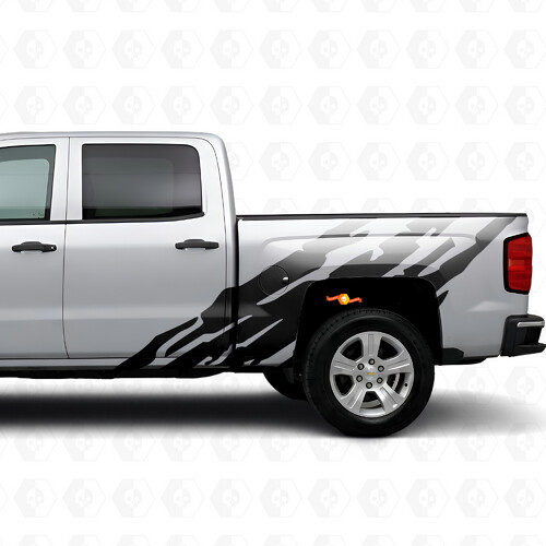 Franjas de vinilo dentadas para los laterales de la cama para Chevrolet Silverado 1500 K2XX 2014-2019