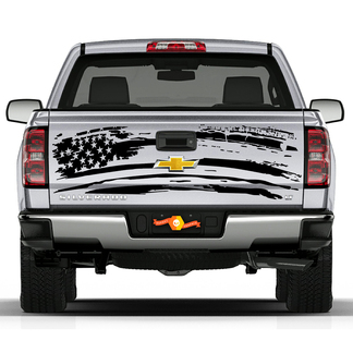 2007-2018 Chevy Silverado Splatter Silverado EE. UU. Bandera Rayas Portón trasero Vinilo Gráficos Calcomanías
