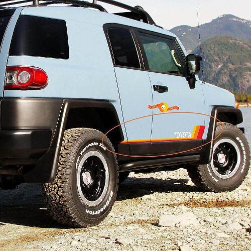 Kit de calcomanías de vinilo con franjas retro para panel lateral y estribo para Toyota FJ Cruiser