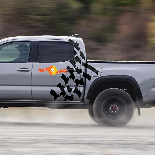 Pegatina vinilo lateral con huellas de neumático para Toyota Tacoma