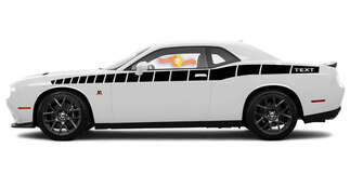 Dodge Challenger de 2008 en adelante, longitud completa, estilo de texto personalizado, kit de rayas de carreras estroboscópicas Bodyline 4
