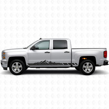 Franjas de vinilo de puerta y panel lateral con diseño de montaña topográfica para Chevrolet Silverado 1500 K2XX 2014-2019_2