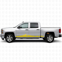 Franjas de vinilo de puerta y panel lateral con diseño de montaña topográfica para Chevrolet Silverado 1500 K2XX 2014-2019_3