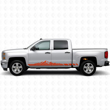 Franjas de vinilo de puerta y panel lateral con diseño de montaña topográfica para Chevrolet Silverado 1500 K2XX 2014-2019_4