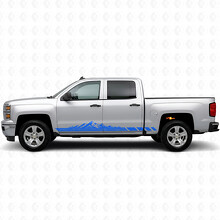 Franjas de vinilo de puerta y panel lateral con diseño de montaña topográfica para Chevrolet Silverado 1500 K2XX 2014-2019_5