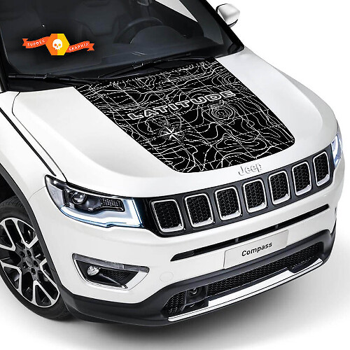 Vinilo adhesivo con mapa topográfico de latitud para capó Jeep Compass 2017-2020