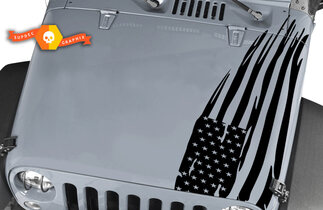 Jeep Wrangler Rubicon - Calcomanía grande para capó de bandera estadounidense envejecida

