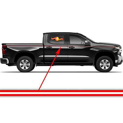 Chevrolet Silverado calcomanía con gráficos de rayas laterales, calcomanía para panel de puerta, calcomanía de vinilo negro
