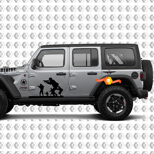 Kit de vinilos para capó y laterales estilo militar Band of Brothers para Jeep Wrangler