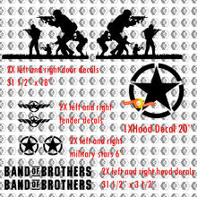 Kit de vinilos para capó y laterales estilo militar Band of Brothers para Jeep Wrangler_2