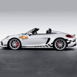 Porsche Rocker Panel Сheckered Flag Side Stripes Graphics Calcomanía para Boxster S o cualquier Porsche
