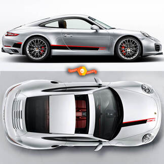 Calcomanías gráficas Csr Hood y Rocker Panel Set Stripes para Porsche Carrera Cayman Boxster o cualquier Porsche
