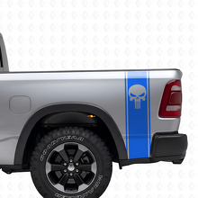 Kit de calcomanías de vinilo con franjas laterales y calavera Punisher para Dodge Ram_2