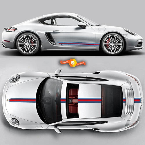 Porsche Martini Racing Stripes para Carrera Cayman Boxster o cualquier Porsche Full Kit #2
