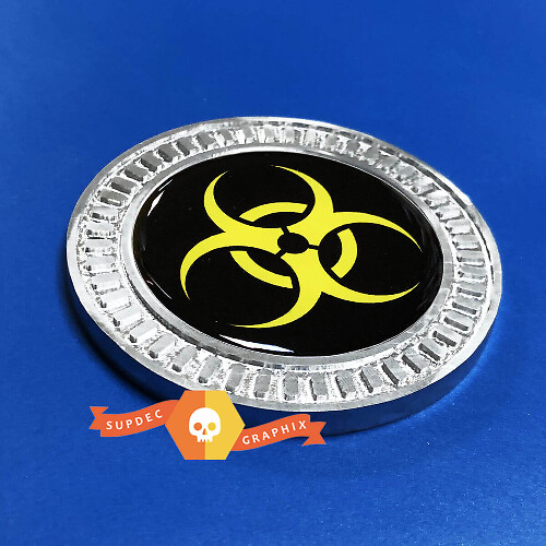 Emblema de aluminio 3D de biohazard amarillo para Jeep Wrangler