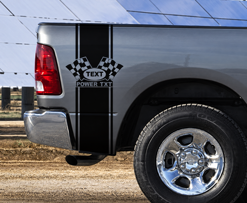 Pegatina de vinilo personalizada de rayas verticales con bandera de cuadros para la mesita de noche Dodge Ram 1500