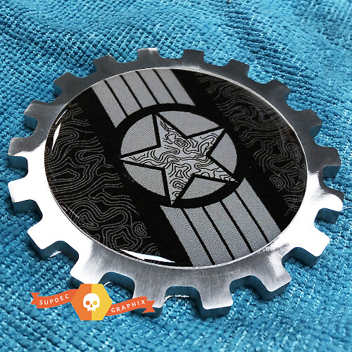 Emblema de aluminio Military Star con líneas topográficas para Jeep Wrangler