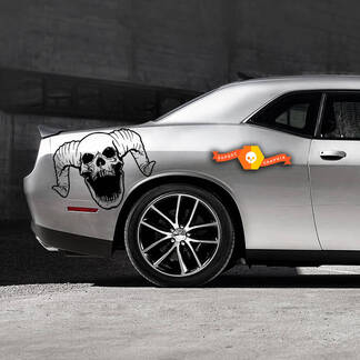 2 Dodge Challenger Skull Side Splash Logo Car Mopar Vinilo Grunge Calcomanía Gráfico
