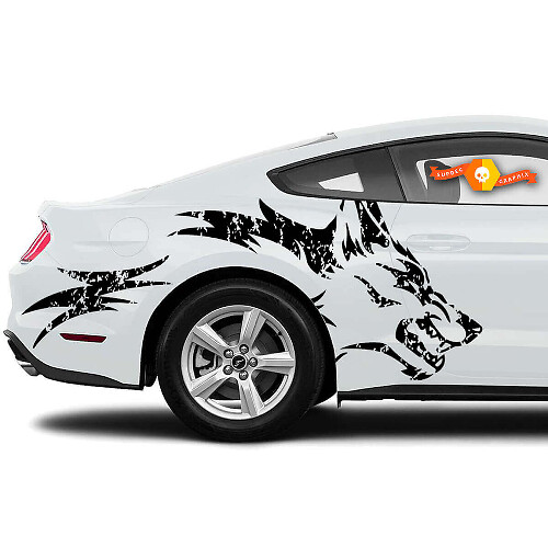 Calcomanía de vinilo gráfica Wolf para ventana trasera lateral para Musclecar Mustang
