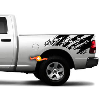 2 lado angustiado bandera estadounidense estrellas SUV Grunge cama lateral camioneta vehículo camión vinilo gráfico calcomanía
