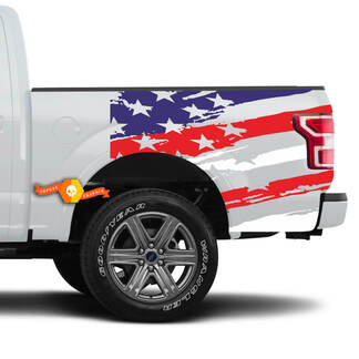 Calcomanías de vinilo de colores de la bandera de EE. UU. de la cama del camión
