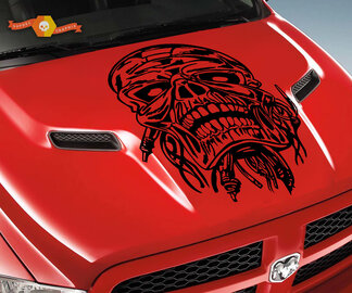 Dodge 2010-2018 Ram Rebel Hood Skull Maiden Wire Logo Camión Vinilo Calcomanía Gráfico Pick Up Pickup ram 1500 2500 rebel
