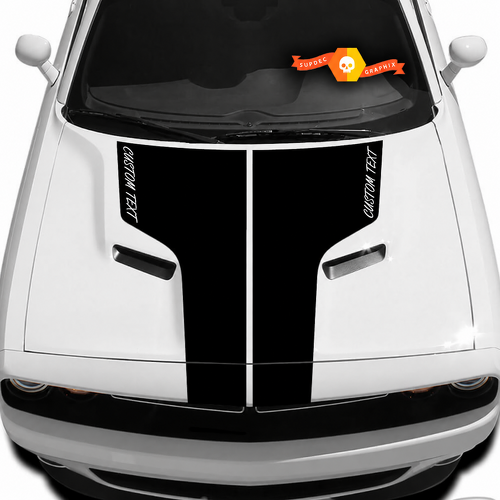 Calcomanía de Vinilo para Capó en Negro Opaco con Texto PERSONALIZADO para Dodge Challenger 2009-2014