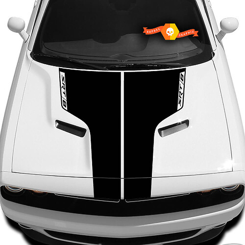 Calcomanía adhesiva de vinilo con franjas dobles SRT-8 para capó de Dodge Challenger 2009-2014