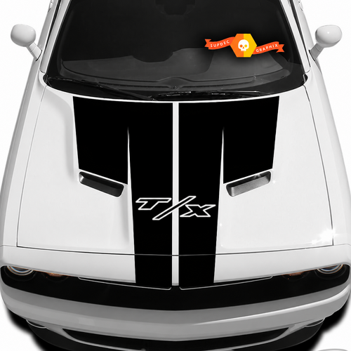 T/X Split T Panel Stripe Capó Adhesivo de vinilo para Dodge Challenger 2009-2014