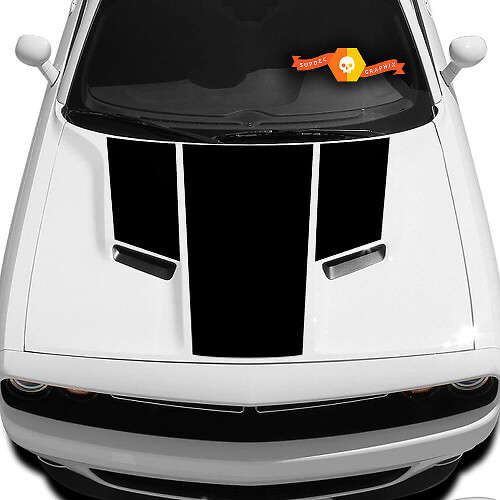 Calcomanía de vinilo de triples rayas para capó para Dodge Challenger 2009-2014