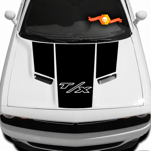 T/X Solid T Panel Stripe Capó Adhesivo de vinilo para Dodge Challenger