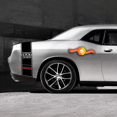 345 Hemi Style Custom TEXT Tail Band Kit — Adhesivo de vinilo (guardabarros trasero, maletero, parachoques trasero) para Dodge Challenger