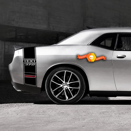 370 Hemi Style Custom TEXT Tail Band Kit — Adhesivo de vinilo (guardabarros trasero, maletero, parachoques trasero) para Dodge Challenger