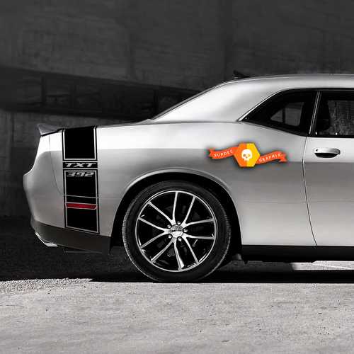 392 SRT Style Custom TXT Tail Band Kit — Adhesivo de vinilo (guardabarros trasero, maletero, parachoques trasero) para Dodge Challenger