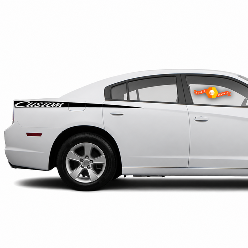 Pegatina de vinilo lateral personalizada grande con franja larga en letra cursiva para Dodge Charger 2011-2014