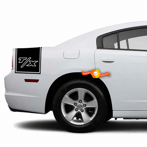 Kit de banda trasera T/X Outline Adhesivo de vinilo para guardabarros trasero y maletero para Dodge Charger 2011-2014