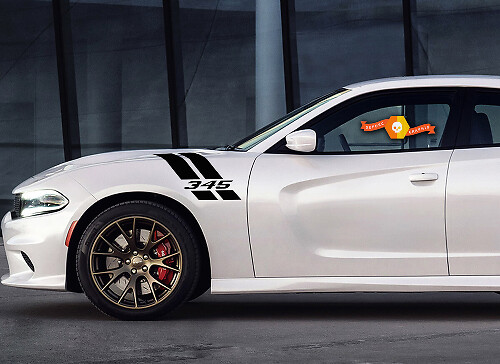 345 Hemi Style Double Hash Stripes — Adhesivo de vinilo (guardabarros) para Dodge Charger 2011-2014