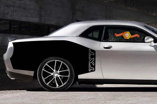 Juego de vinilos adhesivos contorno TXT para guardabarros trasero lateral para Dodge Challenger 2009-2015