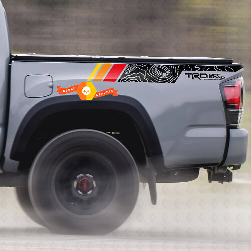 Pegatinas de Vinilo para Lado Trasero Estilo Vintage de Mapa Topográfico para Toyota Tacoma 2005–2020