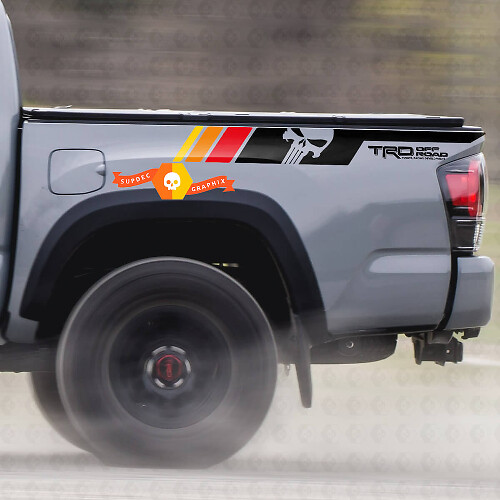 Par TRD Sport PRO Off Road Vintage Colors Punisher stripes para Tacoma Side Vinyl Stickers Calcomanía para Toyota Tacoma 2005–2020

