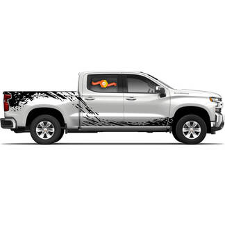 Calcomanía de 2 rayas contra salpicaduras compatible con Chevrolet Silverado 2019 2020 Crew Cab 1500 Side Bed - puertas Mud Splash
