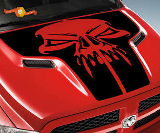 Dodge 2010 2018 se adapta a Ram 1500 2500 Skull Rebel Hood Logo Truck vinilo calcomanía gráfico Pick Up Pickup #1
