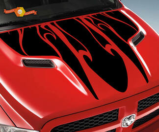 Dodge 2010 2018 se adapta a Ram 1500 2500 Flames Rebel Hood Logo Truck vinilo calcomanía gráfico Pick Up Pickup #2
