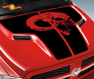 Dodge 2010 2018 se adapta a Ram 1500 2500 Ram Skull Grunge Hood Logo Truck vinilo calcomanía gráfico Pick Up Pickup #3
