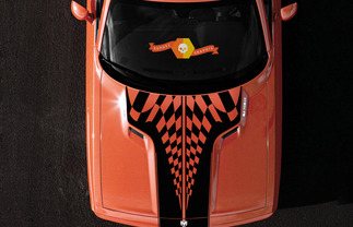 2008-2014 Dodge Challenger carrera bandera a cuadros Racing Hood diseño deportivo Tribal vehículo camión vinilo gráfico calcomanía pegatina
