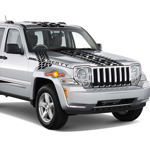 Capó de la banda de rodadura del neumático Calcomanías gráficas de vinilo para el techo del maletero del coche para Jeep Liberty
